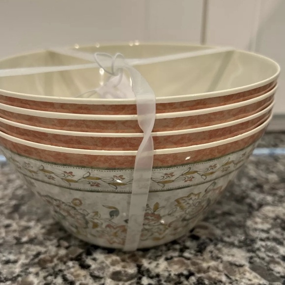 Rachel Ashwell Farmhouse Set of 8 Melamine Plates & Bowls Soft Pastel Design NEW - Picture 3 of 4